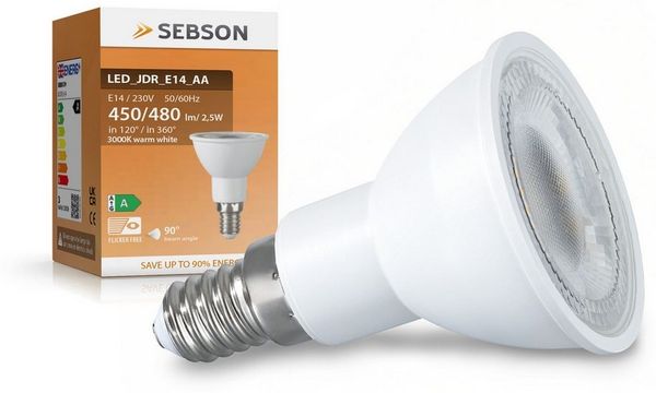 SEBSON LED-Leuchtmittel LED Lampe E14 Energieeffizienz A - warmweiß 2,5W 450lm 230V Strahler, E14, 1 St, Warmweiß, Einbaustrahler 230V