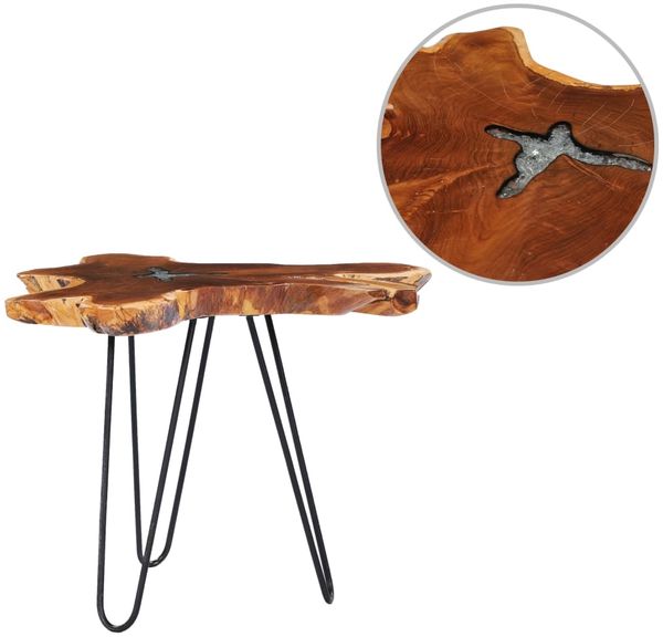 vidaXL Couchtisch 70 x 45 cm Massivholz Teak und Polyresin 281651
