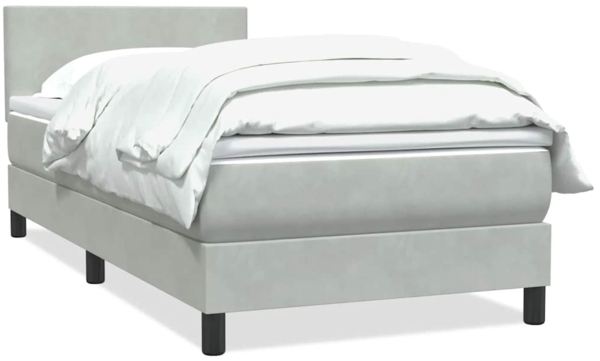 vidaXL Boxspringbett mit Matratze Hellgrau 90x220 cm Samt 3316047