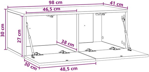 vidaXL Wandmontierter TV-Schrank 98 x 41 x 30 cm Schwarz Holzwerkstoff 898866 Bild 7