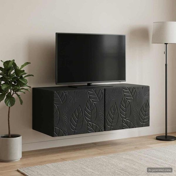 vidaXL Wandmontierter TV-Schrank 98 x 41 x 30 cm Schwarz Holzwerkstoff 898866