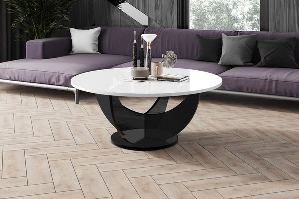 designimpex Couchtisch Design HRC-111 Hochglanz Wohnzimmertisch Rund Tisch 100 cm x 45 cm