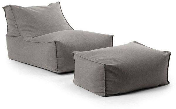 mokebo Sitzsack Der Sundowner (mit Hocker), Made in Germany, Bean Bag Outdoor, Sitzsack, Gartenliege in Grau