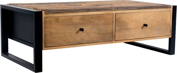 Couchtisch LIV - Mangoholz Schwarz Matt 40x60x120cm | Sofatisch Wohnzimmertisch