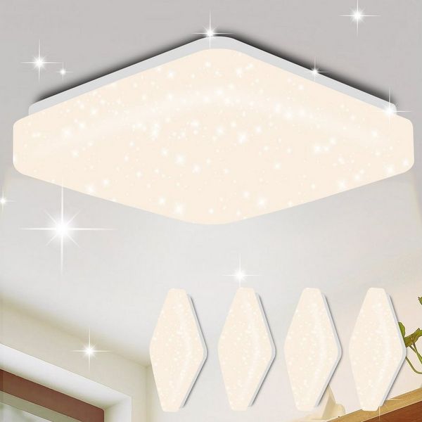 Nettlife LED Deckenleuchte Sternenhimmel Kinderzimmer 15W 21cm 3000K/4000K Weiß Deckenlampe, LED fest integriert, Kinderzimmer Deckenleuchte
