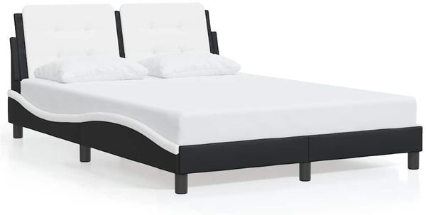 Doppelbett, Bettgestell Modernen ohne Matratze Schwarz und Weiß 140x200 cm Kunstleder d2649e