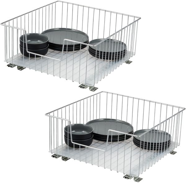 bremermann Schrank-Korbauszug 2er 50 cm mit Einlegeboden, aus Metall, in Chrom
