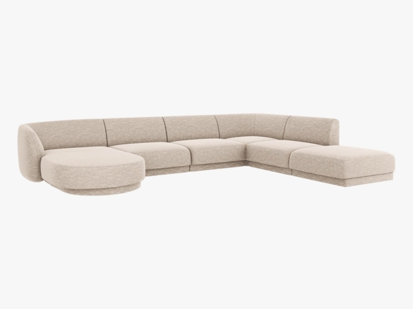 Micadoni Panorama-Ecksofa Miley 6-Sitzer Rechts Chenille Eden Beige