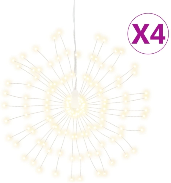 vidaXL Weihnachtsbeleuchtungen Feuerwerk 4 Stk. 140 LEDs Warmweiß 17cm 356220