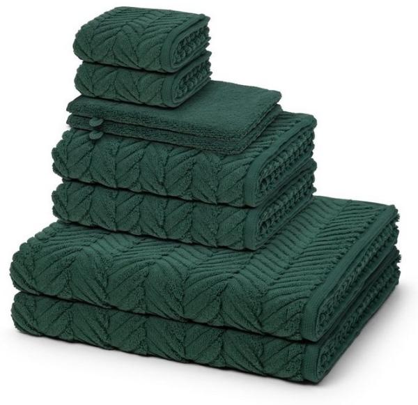 Ross Sensual Skin Zopf 8 tlg. Frottier-Set - 2 X Handtuch (50 X 100cm), 2 X Duschtuch (75 X 140cm), 2 X Gästetuch (30 X 50cm), 2 X Waschhandschuh (16 X 22cm) - 500 g/m2 - Moosgrün