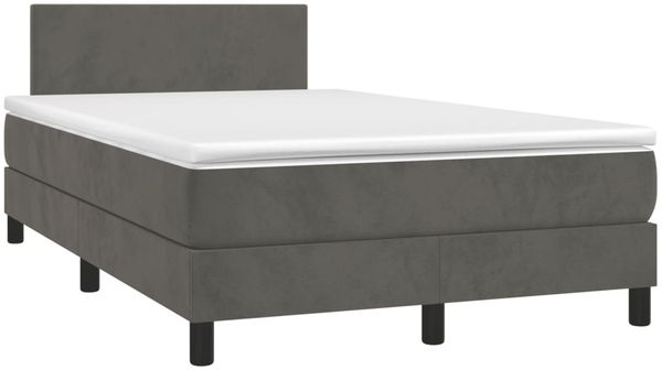 vidaXL Boxspringbett mit Matratze Dunkelgrau 120x200 cm Samt, Härtegrad: H2 [3141174] Bild 3