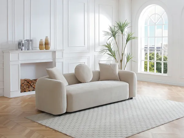 Vente-unique - OXILA Sofa Stoff Beige - B 97 cm x H 65 cm x L 229 cm