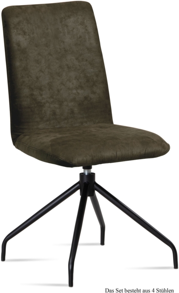Esszimmerstuhl drehbar (4er-Set) Divona 47x92x60 Schwarz/Khaki
