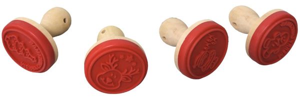 Weihnachts-Keksstempel 1x 5cm rund Holz Silikon Plätzchenstempel Motivstempel