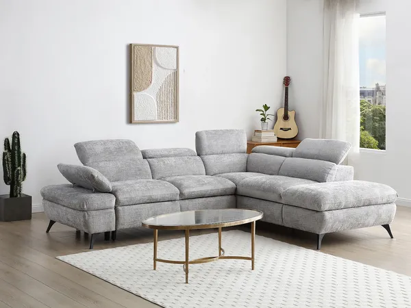 Vente-unique - SURDELI Sofa Stoff Grau - B 233 cm x H 79 cm x L 280 cm