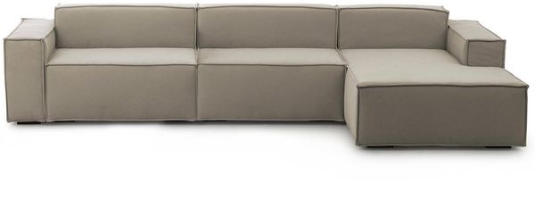 Dmora Sofa mit Halbinsel Asvaldo, modulares 4-Sitzer-Sofa mit rechter Halbinsel, Stoffsofa, 100 % Made in Italy, 340 x 170 x 70 cm, Taupe