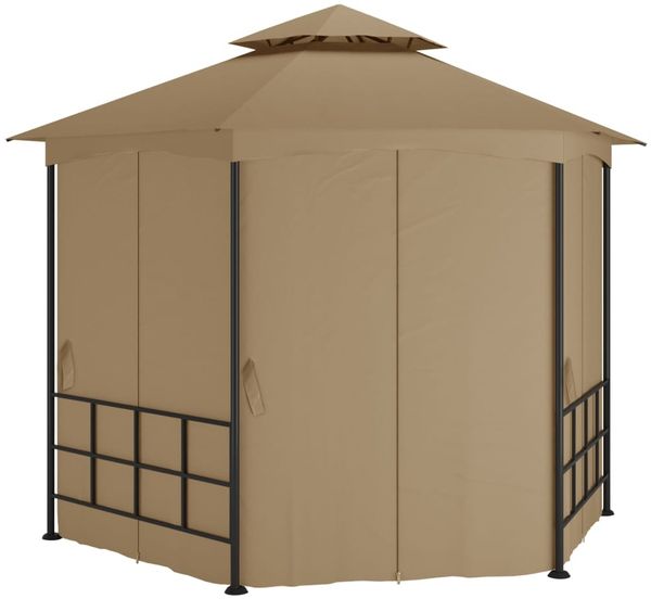 Gartenpavillon, Pavillon mit Seitenwänden 3,1x2,7 m Taupe