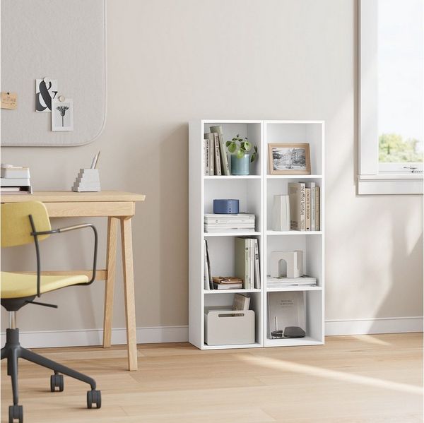 Woltu Bücherregal, 1-tlg, Bücherregal aus MDF weiß 30x24x106 cm