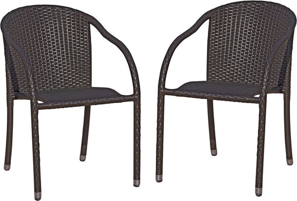 2x Garden Pleasure Stapelstuhl Garten Terrasse Stuhl Sessel Rattan Optik coffee