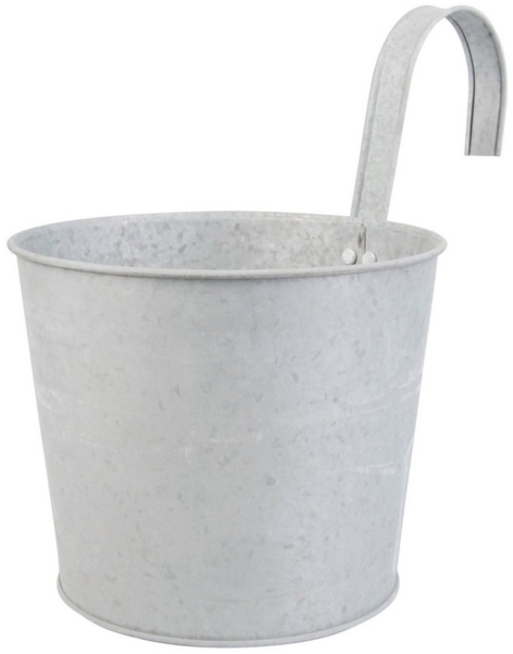 Alt Zink Blumentopf mit Haken und geschlossenem Boden Bild 3