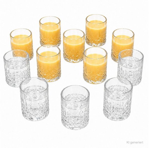 MamboCat Schnapsglas 12er Set Shot Schnapsgläser 2cl 4cl Relief Glas Stamper Bar Pinnchen, Glas