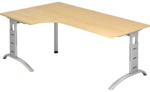 Winkeltisch FS82 C-Fuß 200x120cm 90° Ahorn Gestellfarbe: Silber