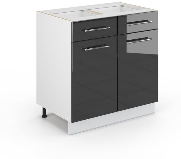 Badezimmerschrank Fame-Line Anthrazit Hochglanz 80 x 82 cm ohne Arbeitsplatte Vicco