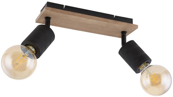 Deckenleuchte, beweglich, Holz, schwarz matt, braun, L 31 cm