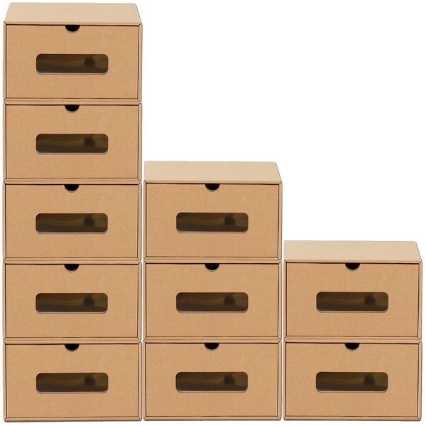 BigDean Schuhbox 10 Boxen stapelbar mit Sichtfenster & Schublade Schuhe Spielzeug etc. (Set, 10 St, Schuhbox), Bemalbar, Dekorierbar, Stapelbar