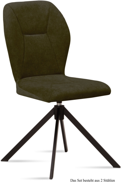Esszimmerstuhl drehbar (2er-Set) Denyse 51x92x60 Schwarz/Khaki