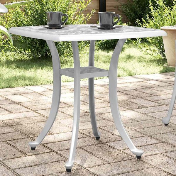 Gartentisch, Balkontisch, Beistelltisch Weiß 53 x 53 x 53 cm Aluminiumguss