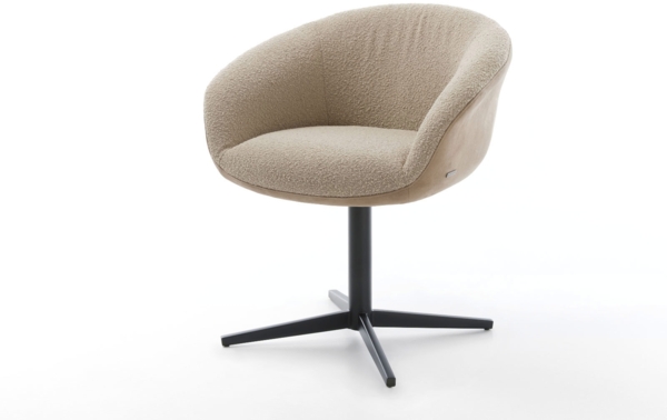 Drehstuhl Vinka-Flex mit Armlehnen Materialmix Schlamm Fußkreuz Schwarz 360° drehbar Taschenfederkern