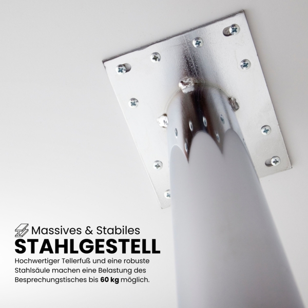 bümö Stehtisch Büro, Bistrotisch eckig 80 x 80 cm - Bartisch Asteiche, Stehtisch Holz-Platte, Säule aus Metall in silber, Buffettisch, Säulentisch, Partytisch, Thekentisch, Hochtisch, Barmöbel, STH88-R-S Bild 3