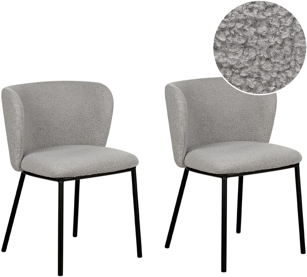 Esszimmerstuhl 2er Set MINA Bouclé Grau