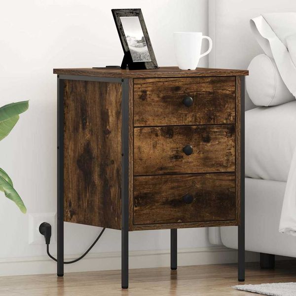 vidaXL Nachttisch Geräucherte Eiche 42 x 41 x 61 cm Holzwerkstoff 859484