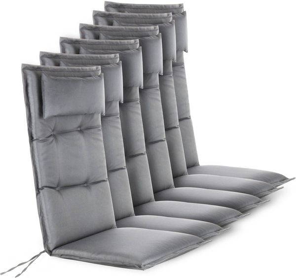 Aspero Hochlehnerauflage 6 Hochlehner Stuhlauflagen Sitzpolster, (Set), Wasserdicht