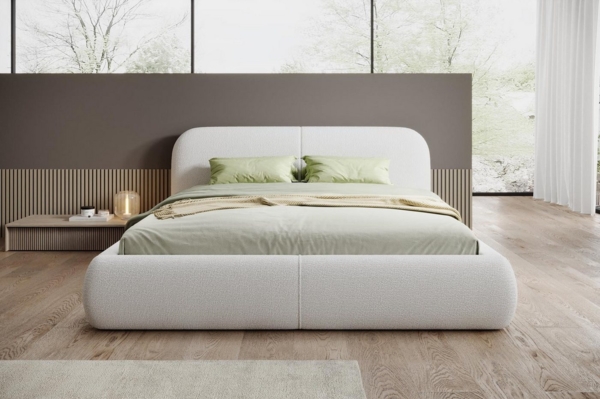 Compleo Polsterbett Doppelbett mit dicker Schaumstoffpolsterung, Premium Bett, Bouclé Bett, Elegant design fürs Schlafzimmer Bild 2