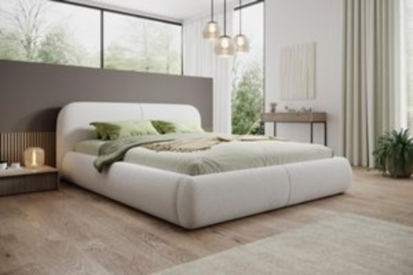 Compleo Polsterbett Doppelbett mit dicker Schaumstoffpolsterung, Premium Bett, Bouclé Bett, Elegant design fürs Schlafzimmer Bild 6