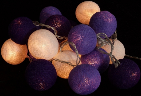 Guru-Shop LED-Lichterkette Stoff Ball Lichterkette, 20`er LED Kugel..