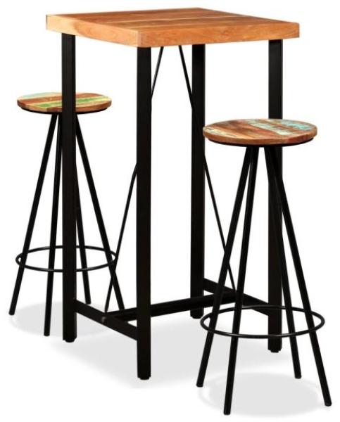 vidaXL 3-tlg. Bar-Set Massivholz Akazie und Altholz 275128