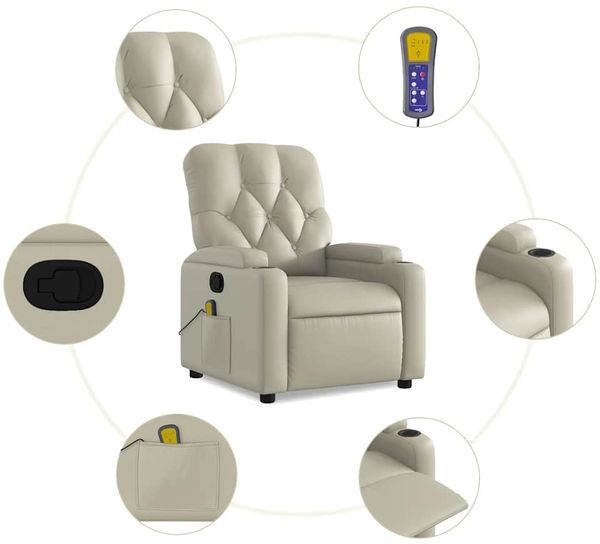 vidaXL Massagesessel Creme Kunstleder 372511 Bild 6