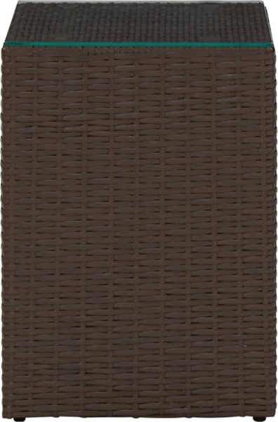 vidaXL Beistelltisch mit Glasplatte Braun 35x35x52 cm Poly Rattan 316377