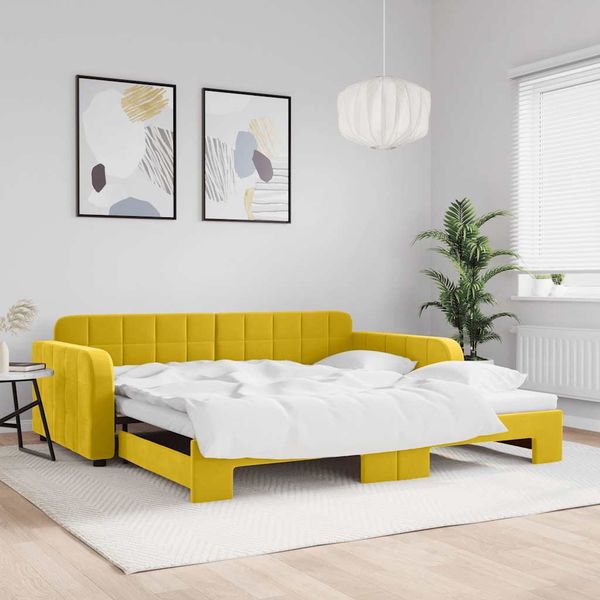 vidaXL Tagesbett Ausziehbar Gelb 100x200 cm Samt 3196941