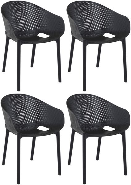 CLP Bistrostuhl Sky Pro 4er Set – Moderner Gartenstuhl aus Kunststoff, stapelbar,schwarz