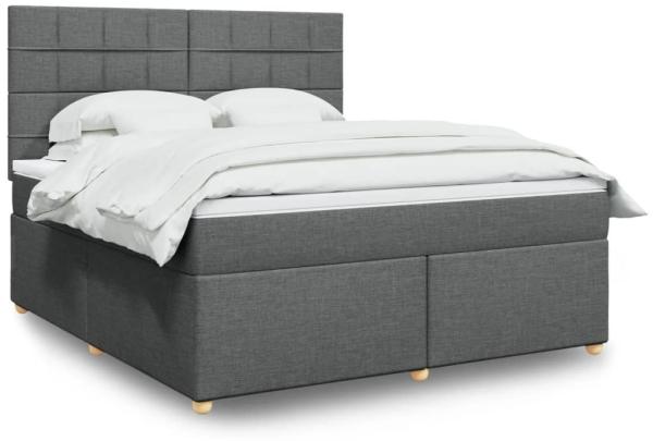 vidaXL Boxspringbett mit Matratze Dunkelgrau 180x200 cm Stoff 3291360