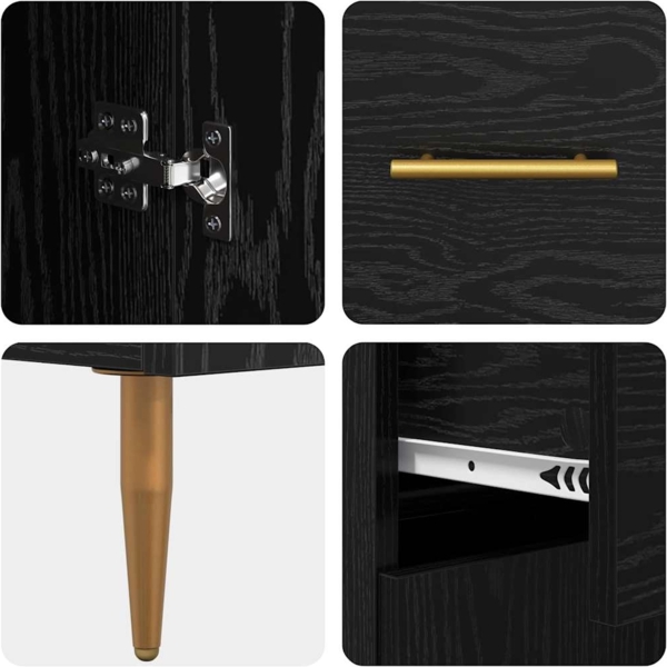 vidaXL Sideboard Schwarz Eichen-Optik 69,5 x 34 x 90 cm Holzwerkstoff 882265 Bild 8