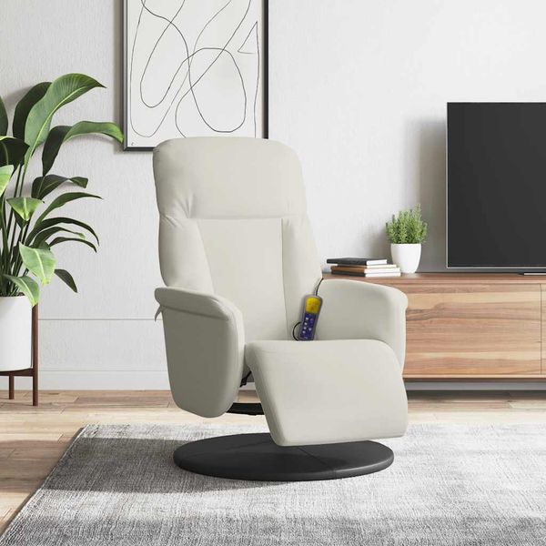 vidaXL Massagesessel mit Fußteil Creme Samt 356699