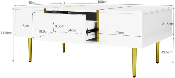 TV-Schrank-Set 170 x 35 x 46 cm + Couchtisch 100 x 60 x 41,5 cm, Hochglanz Weiß, 4 Türen, 2 Schubladen Bild 5