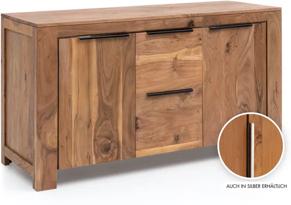 Waschtisch 140x75x50 cm Akazie Massivholz braun massivum Osbon Waschtischunterschrank Badunterschrank für Aufsatzwaschbecken Doppelwaschtisch