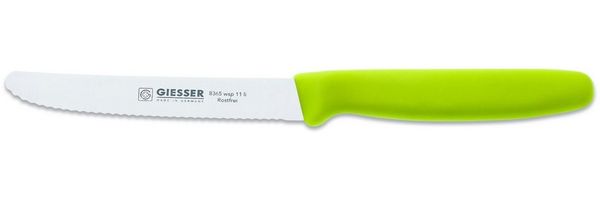Giesser Messer Tomatenmesser Allzweckmesser Brötchenmesser 8365 wsp 11, Spülmaschinenfest, langlebig, 3 mm Wellenschliff extrem scharf
